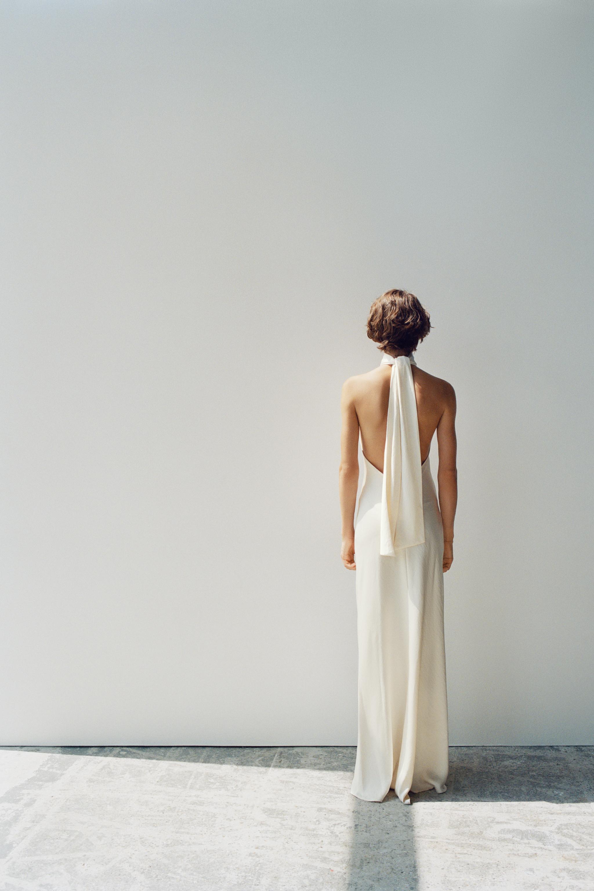 SATIN TIE-DETAIL MAXI DRESS